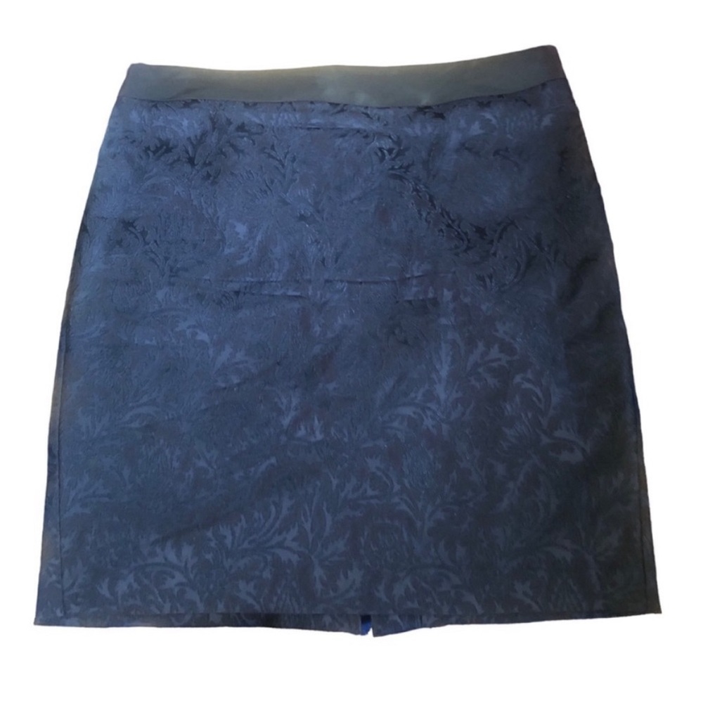 Cache Floral Brocade Pencil Skirt Navy Black Corporate Goth Office Party Size 12